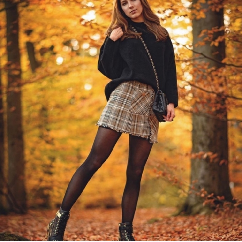 Zara Tweed Mini Skirt with Gold Button Detail